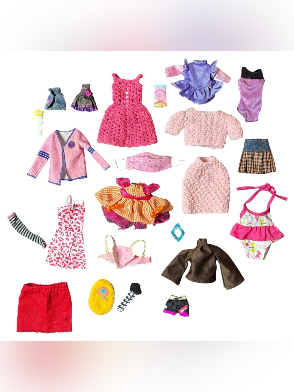 Mixed Fashion Doll Clothes Bundle Handmade Crochet Barbie Bratz